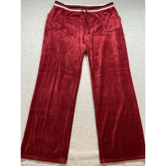 Emma James Pants‎ Womens Extra Large Red Velour Full Zip Casual Relax Cozy VTG - Picture 1 of 12